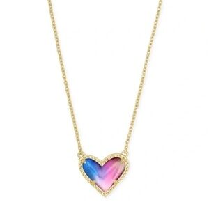 Delicate Gold and Pink Heart Pendant Necklace